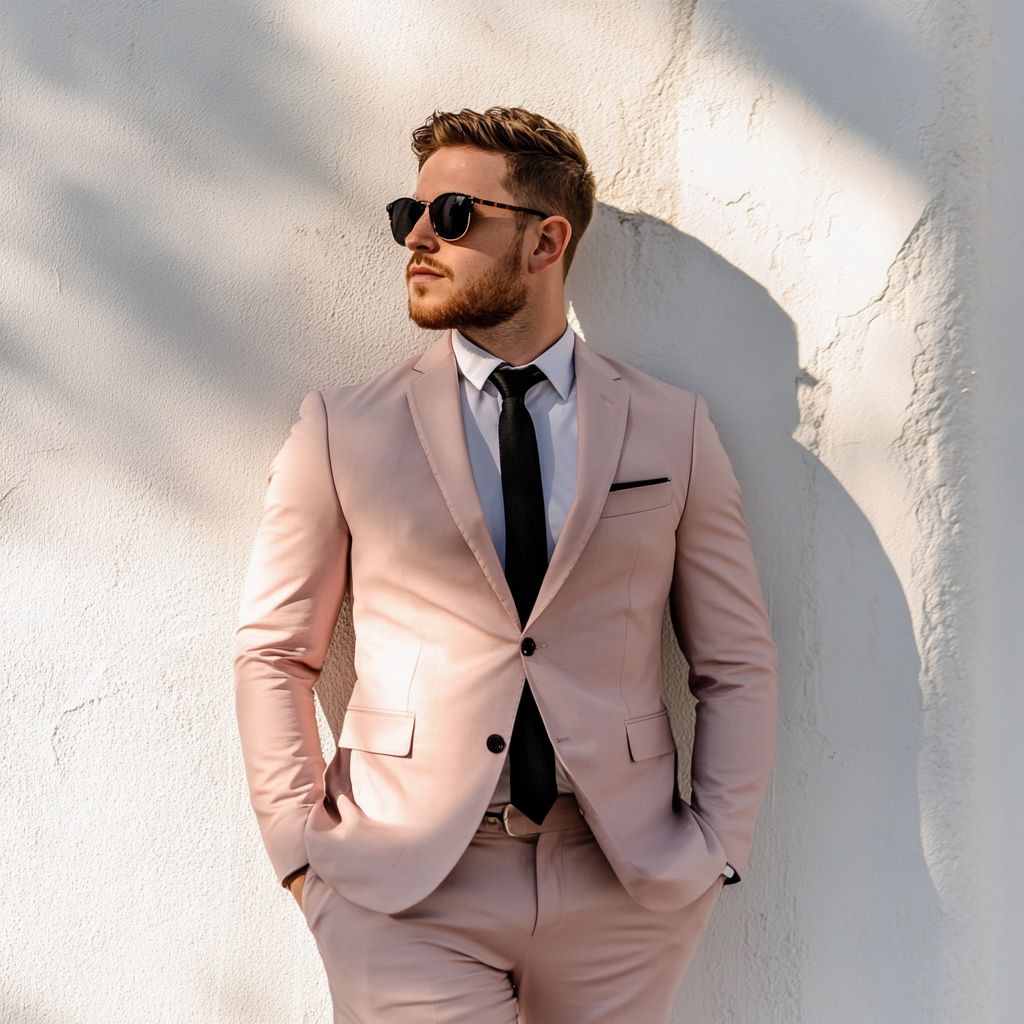Men's Dusty Pink Two-Piece Suit - Stylish Formal Wear | Tailored Suit