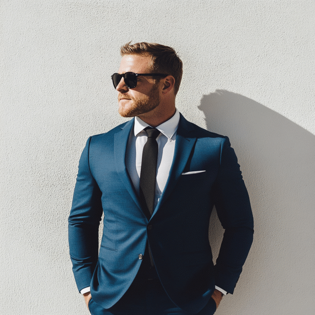 The Gentleman’s Trio: Classic Royal Blue 2-Piece Suit For Men