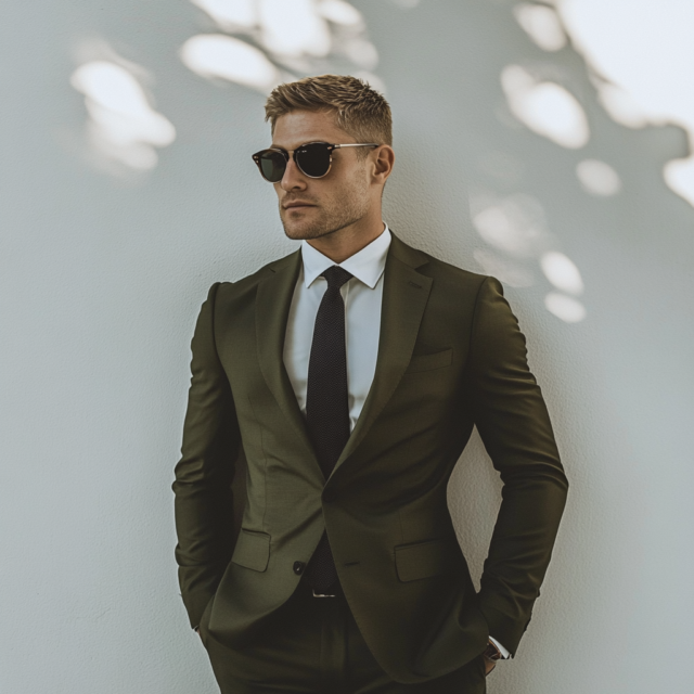 Olive Green men’s 2 piece suit for mens