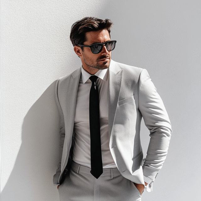 Men’s Custom Classy 2-Piece Light Grey Suit – Perfect for Weddings and Parties