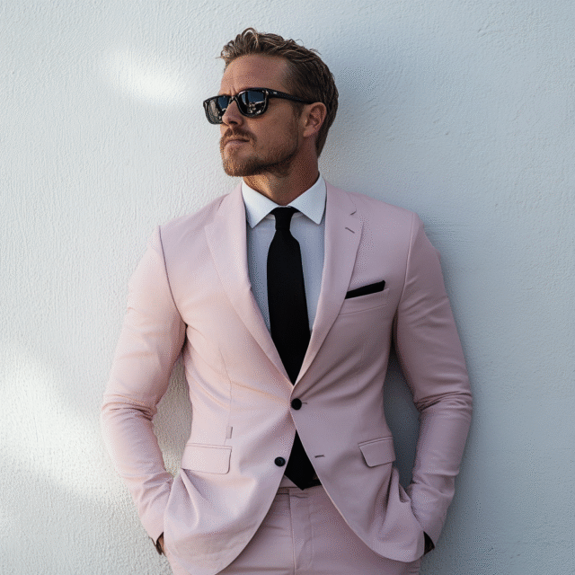 Pink Two-Piece Suit for Men – Custom Made Bespoke Wedding Suit, Tailored Wedding Attire