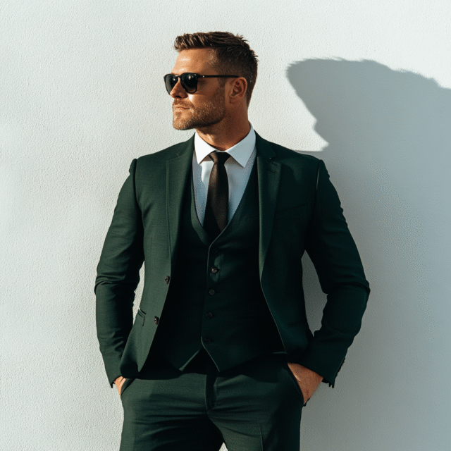 Men’s Custom Classy 3-Piece Forest Green Suit – Perfect for Weddings and Parties