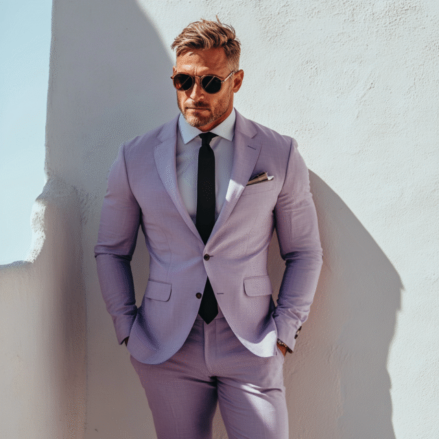 Men’s Lavender Two-Piece Suit – Stylish Formal Wear | Tailored Suit
