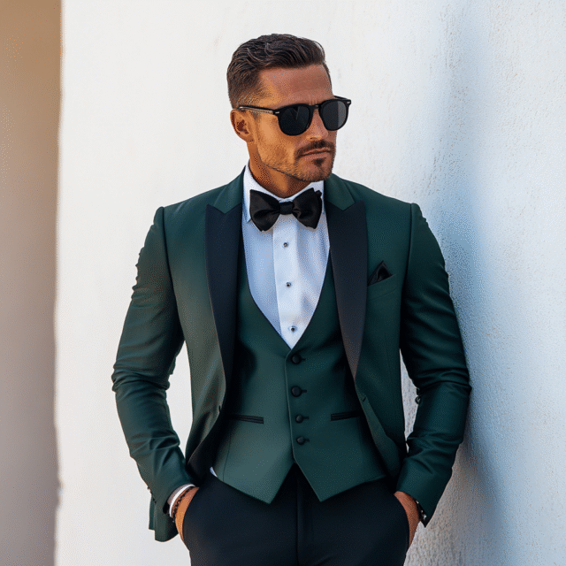 Men’s Forest Green 3-Piece Suit – Stylish Formal Wear | Tailored Suit