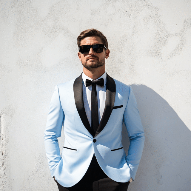 Men’s Light Blue Two-Piece Suit – Stylish Formal Wear | Tailored Suit