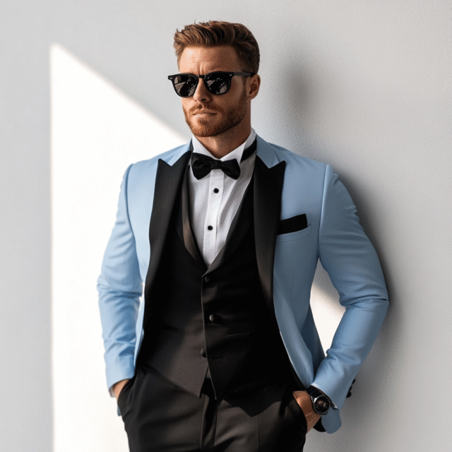 Light Blue men’s 3-piece suit for Men