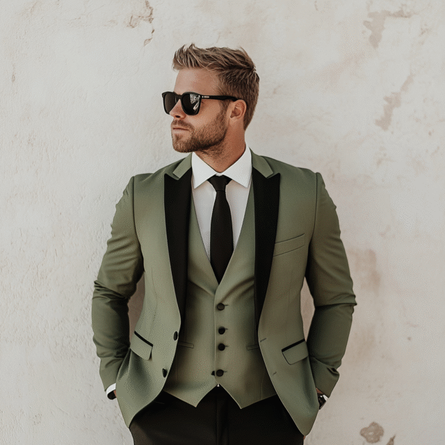 Elevate Your Formal Style With This Sage Green 3-Piece Men’s Suit