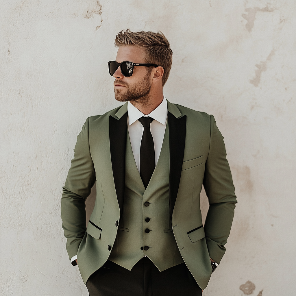 Elevate Your Formal Style With This Sage Green 3-Piece Men’s Suit