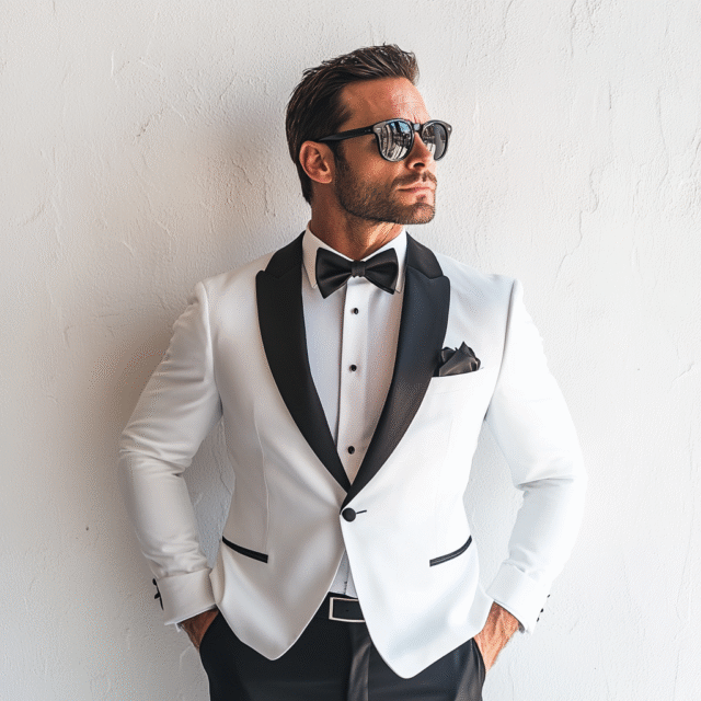 Sharp & Structured: Modern White 2-Piece Suit for Men