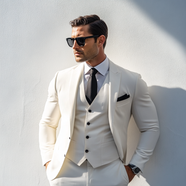 White Men’s 3 piece suit for men