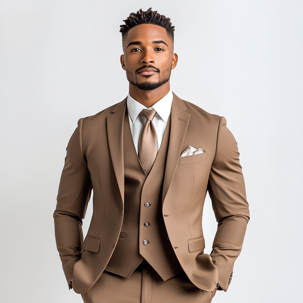 Elegance in Layers: This Camel Brown 3-Piece Suit For Men