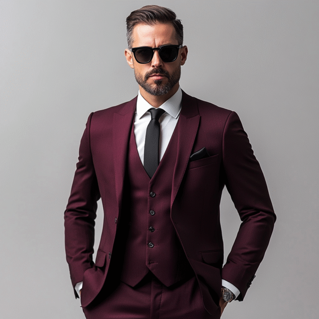 Elevate Your Formal Style With This Burgundy 3-Piece Men’s Suit