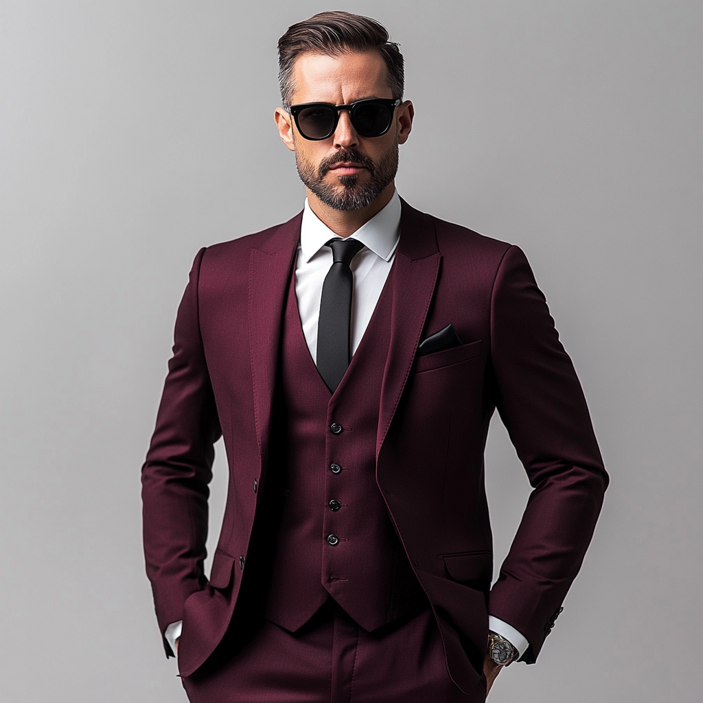 Elevate Your Formal Style With This Burgundy 3-Piece Men’s Suit