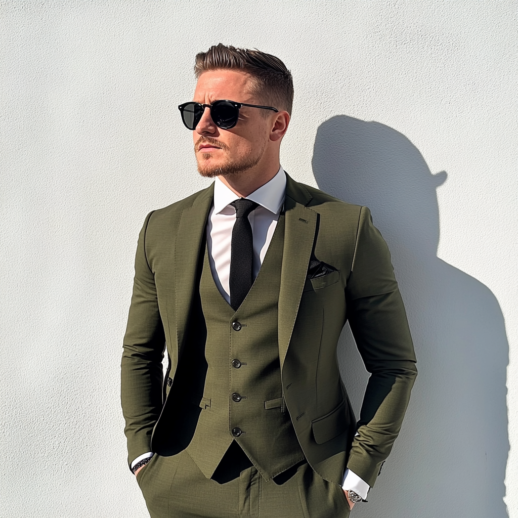 Men’s Custom Classy 3-Piece Olive Green Suit – Perfect for Weddings and Parties