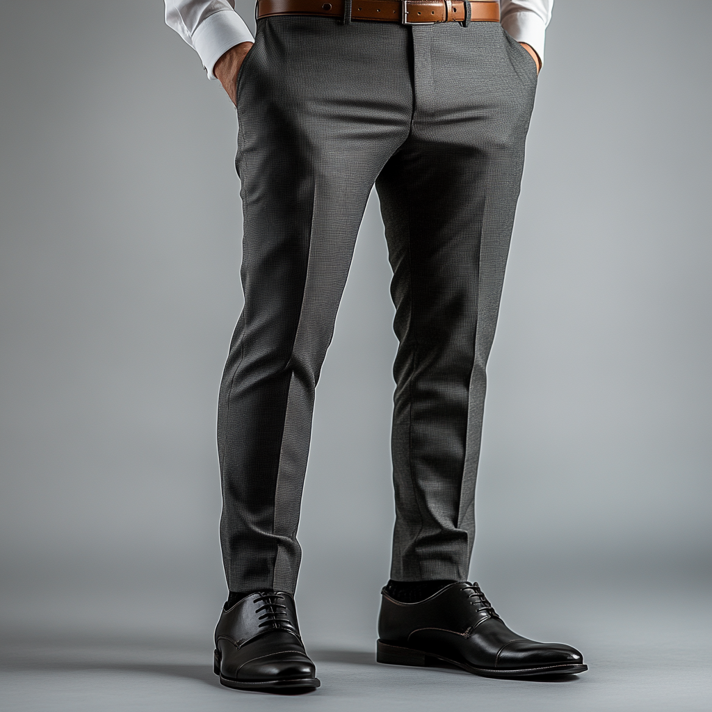 Ivory Ambition: Slate Grey Trousers for Men Formal Flair