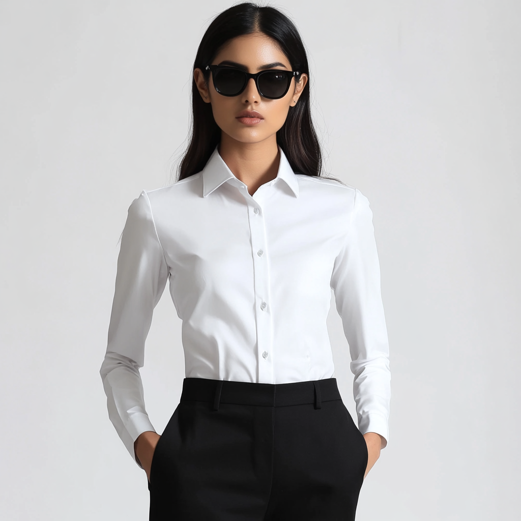 Contemporary Women’s Long Sleeve White Shirt
