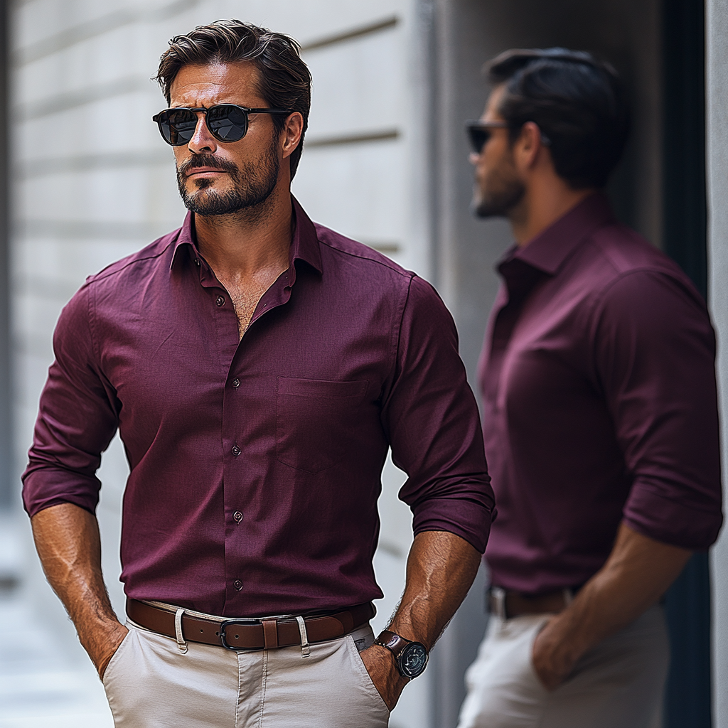 Sharp & Structured: Modern Maroon Shirt for Men