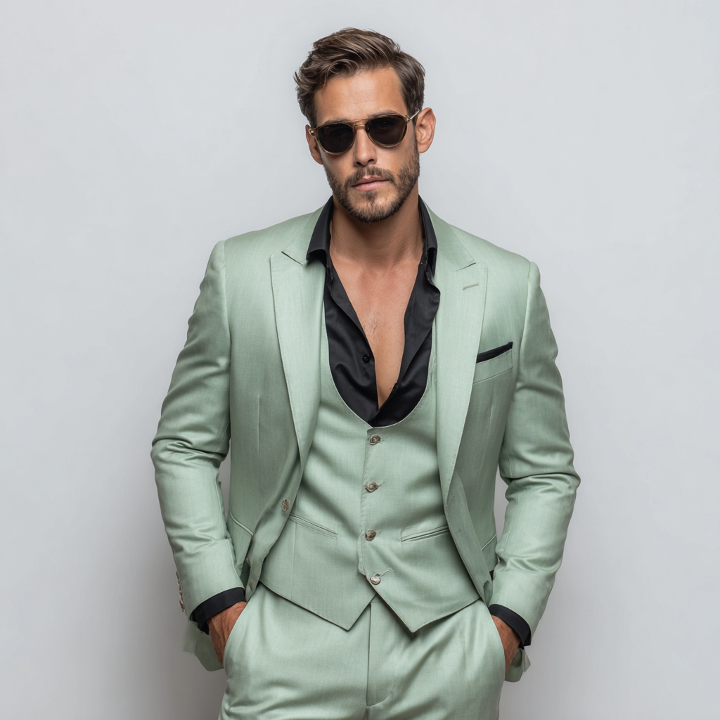 Gentleman’s Creed Mint Green 3-Piece Suit For Men