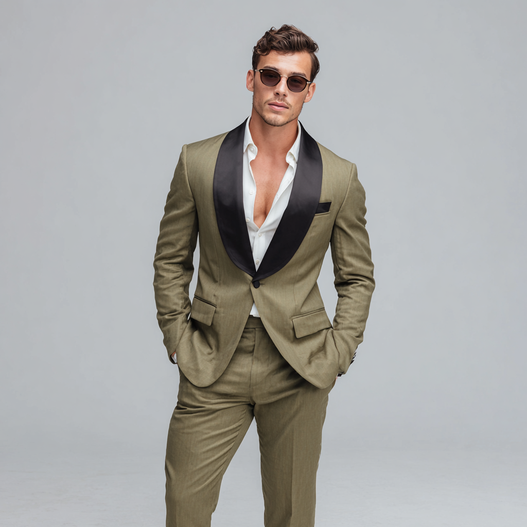 Nordic Noir Moss Green 2-Piece Tuxedo Suit For Men