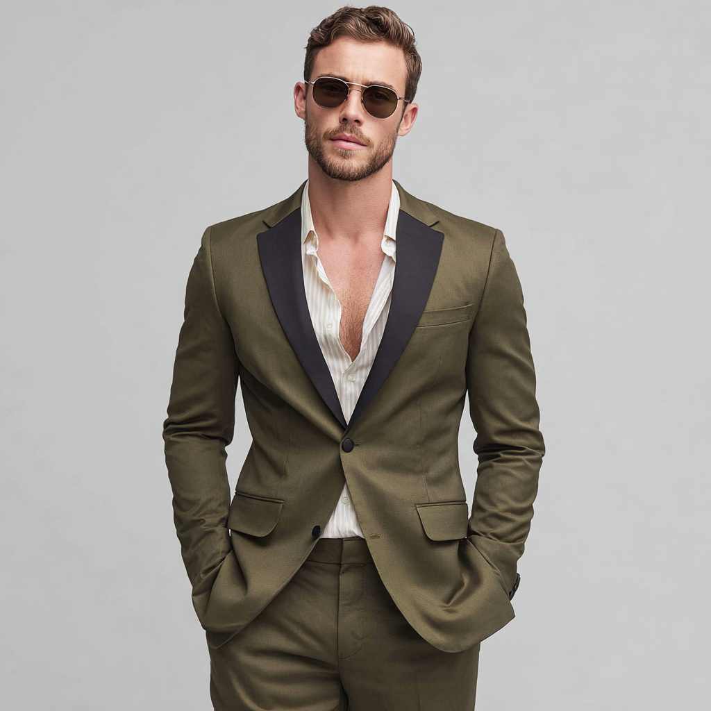 The Arctic Gent Deep Olive 2-Piece Tuxedo Suit For Men